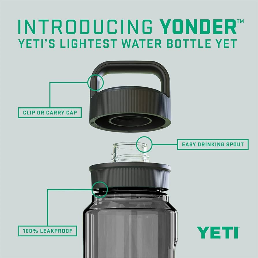YETI Yonder Water Bottle 1L チャコール・クリア YETI Yonder 1L/34 oz Water Bottle with Leakproof Yonder Chug